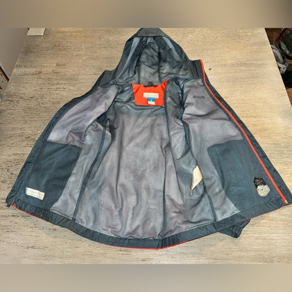 Columbia Kids' Orange and Gray spring rain Jacket, size 10/12 - Picture 6 of 8